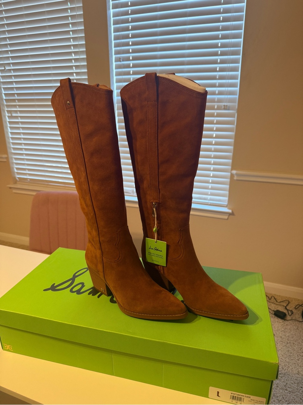 Sam Edelman Over-the-Knee Suede Boots in Chestnut Brown